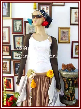 

Ballet top Transparent thin belly dance YOGA ballet shrug set finger shrug long sleeves arms Short Cover Up CO09-14