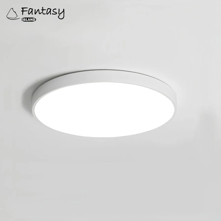 Светодиодный потолочный светильник Ультратонкий 5 см светодиодный Современный простой светильник черно-белый круглый для гостиной спальни фойе столовой - Цвет корпуса: White