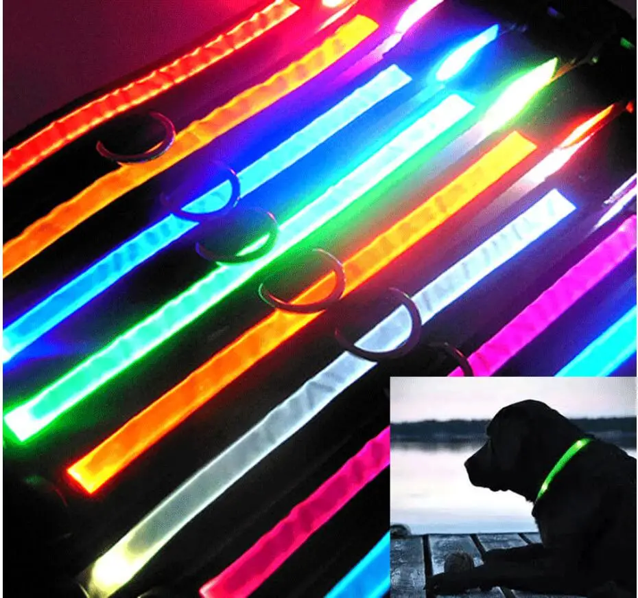 

Nylon Pet dog Collar LED Light Night Safety Light-up Flash Glowing in Dark Cat Collar LED Dog Collars Small Dogs Dog Accessories