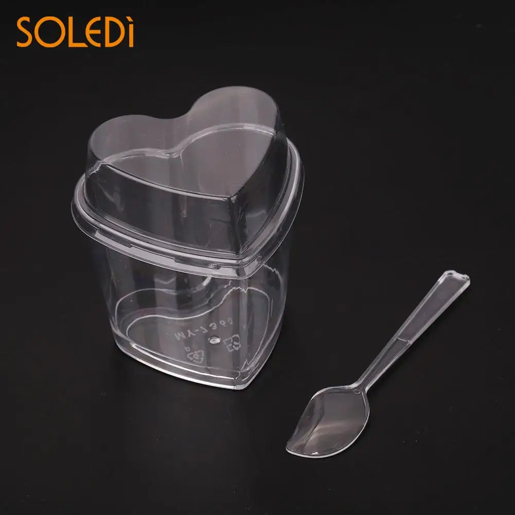 

Disposable Mousse Cake Cup Dessert Cup Ice Cream Heart Shaped Transparent Mini Home Wedding Party Kitchenware Tableware DropShip