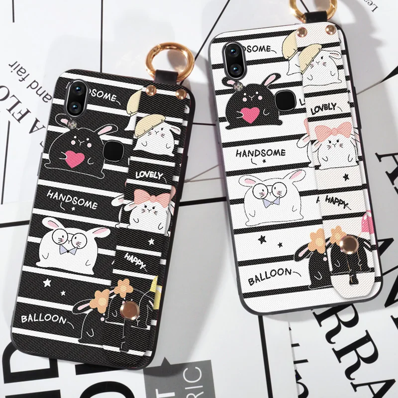 

Wrist Strap Phone Cases For BBK Vivo NEX Luxury Cute Rabbit Funda Coque Case For Vivo NEX S Holder Case