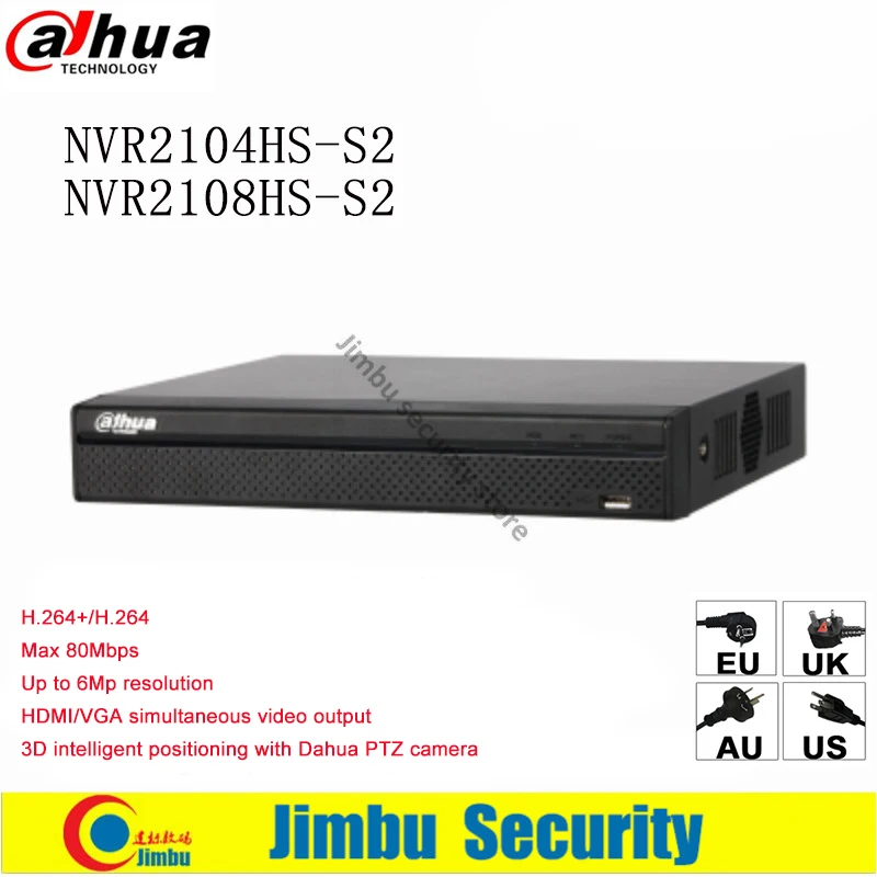 

Dahua NVR Video recorder NVR2104HS-S2 & NVR2108HS-S2 Compact 1U Lite up to 6Mp Recording Onvif Max 80Mbps incoming bandwidth