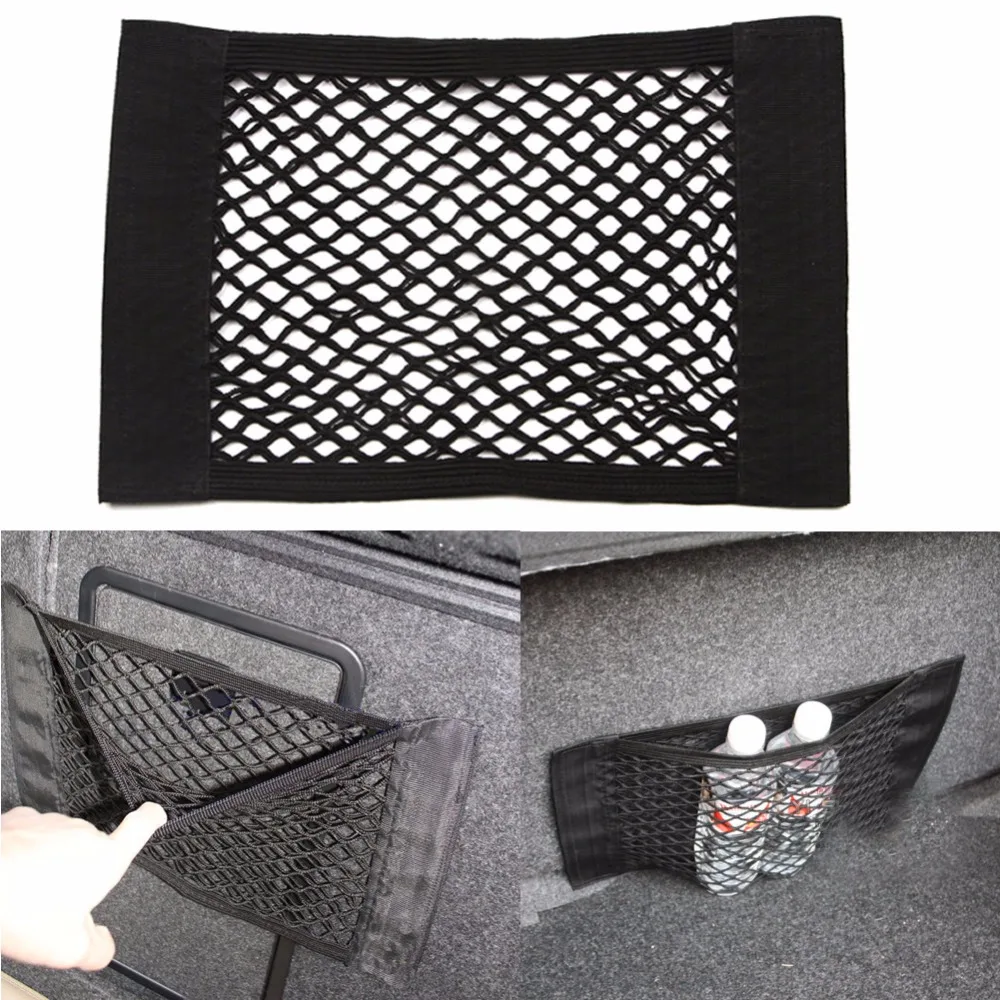 Car Styling Fabric Car Back Rear Trunk Seat Elastic String Net Mesh Storage Bag Pocket Cage