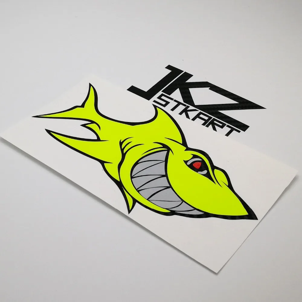 

JKZ STKART Vinyl Die Cut Multi-layer Stickers Decals Cartoon Smile Shark II 15cm x 8cm for ATV Motor Bike Truck Helmet Sticker