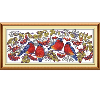 

The Red covered with branches Cross stitch kit DMC Needlework Embroidery Cross-Stitch set DIY Handwork Fabric 14CT and 11CT