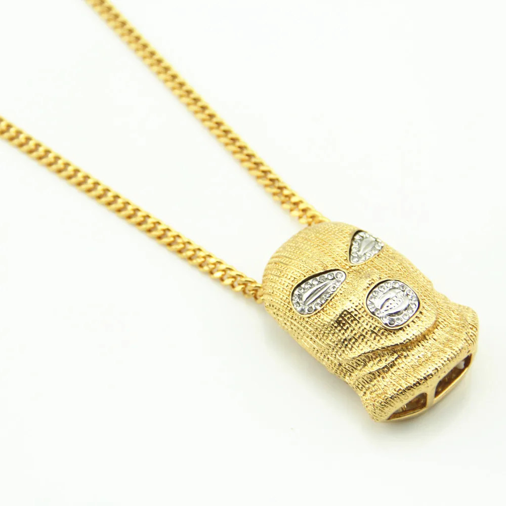 

Hip Hop CSGO Pendant Necklace Mens Punk Style Alloy Mask Head Charm Pendant with High Quality Cuban Chain Necklace