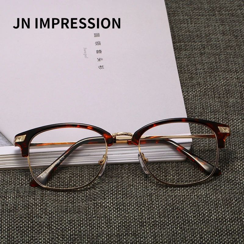 

J N Fashion women's glasses frame men's glasses frame retro square transparent lens glasses 835