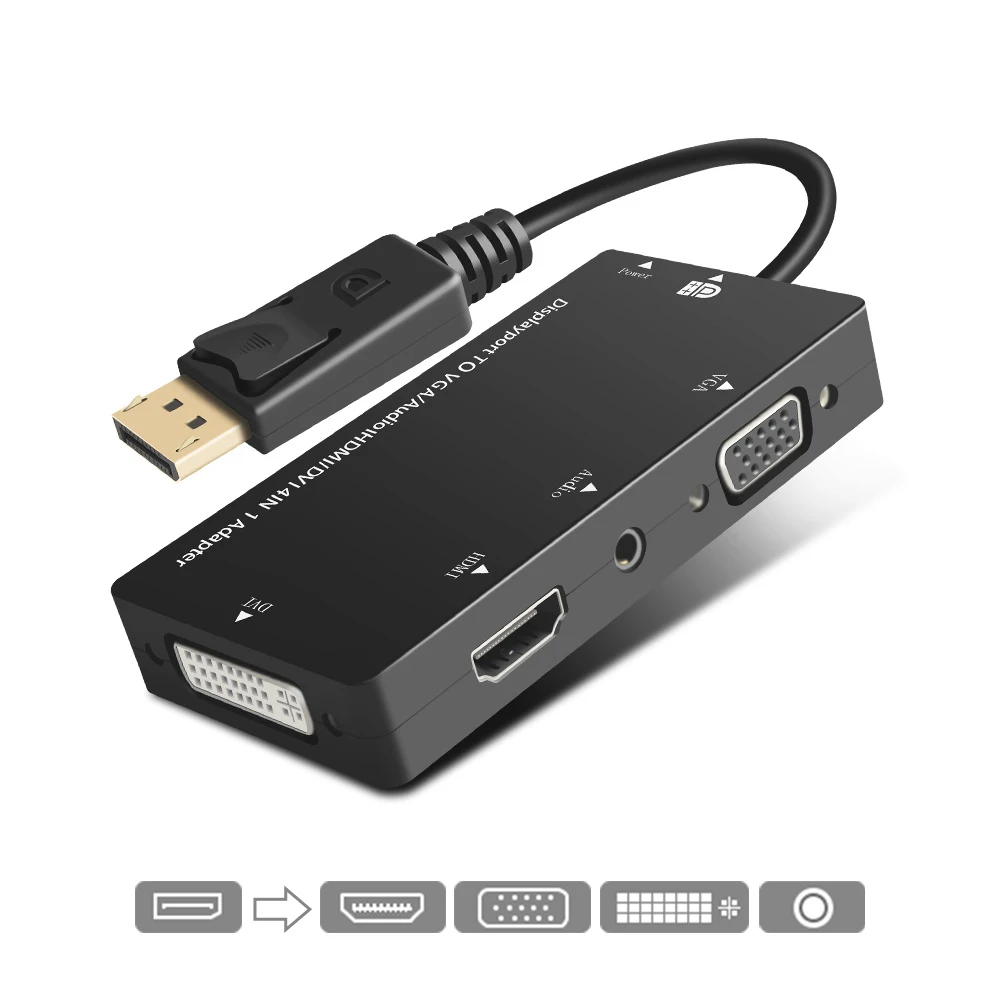 

3 In 1 DisplayPort DP To HDMI DVI support 1080P HD DP To VGA Female Adapter Converter Cable box with Audio For PC TV Projector