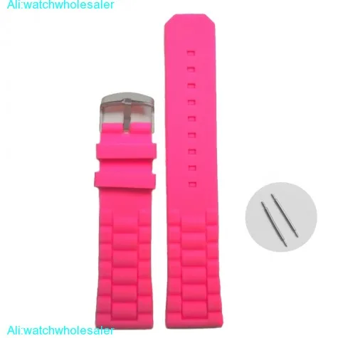 22mm New Hot Pink Silicone Jelly Rubber Ladies Watch Band Straps WB1052B22JB