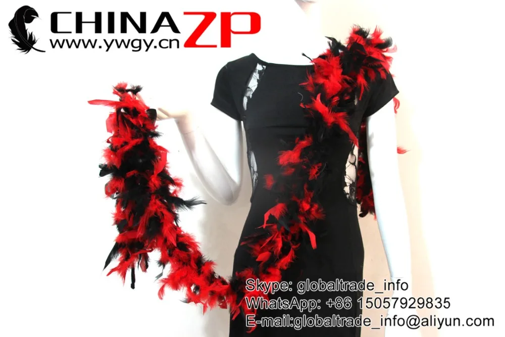 1 red and Black wholesale 40g turkey feather boas  (1)
