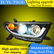 Автомобильный Стайлинг для фары Toyota Highlander 2012-13 для Highlander Головной фонарь Angel eye led DRL передний свет Биксеноновые линзы ксенон