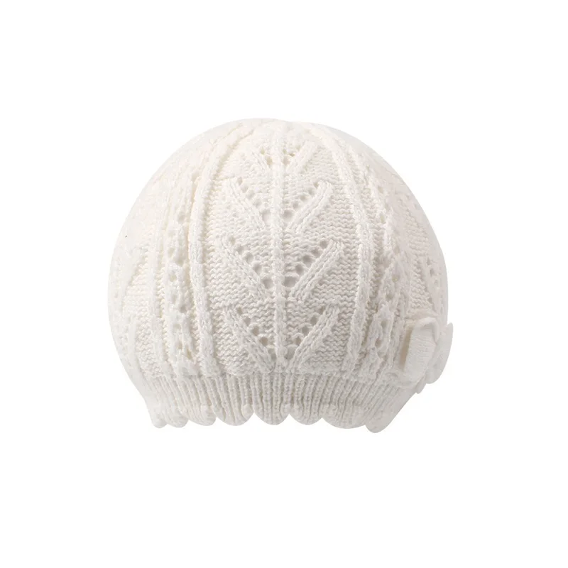 Knitted White Baby Beret Hat For Girls Bow Pricess Baby Beanie Double Layer Autumn Winter Girls Hat High Quality Baby Girls Hat (19)