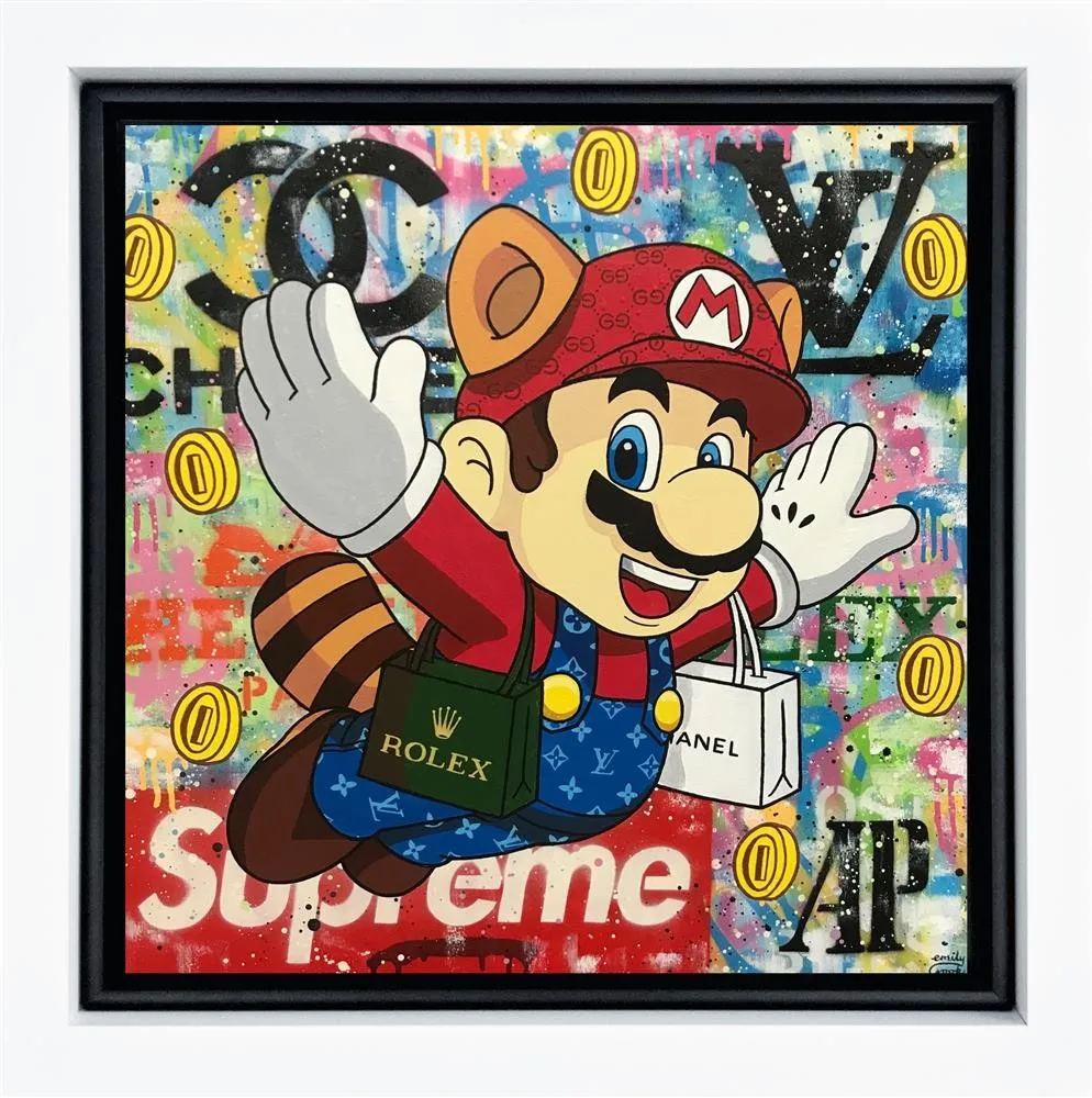 

Hand drawing graffiti pop art oil painting Alec monopoly go shopping luxury brand on canvas painting good for bedroom