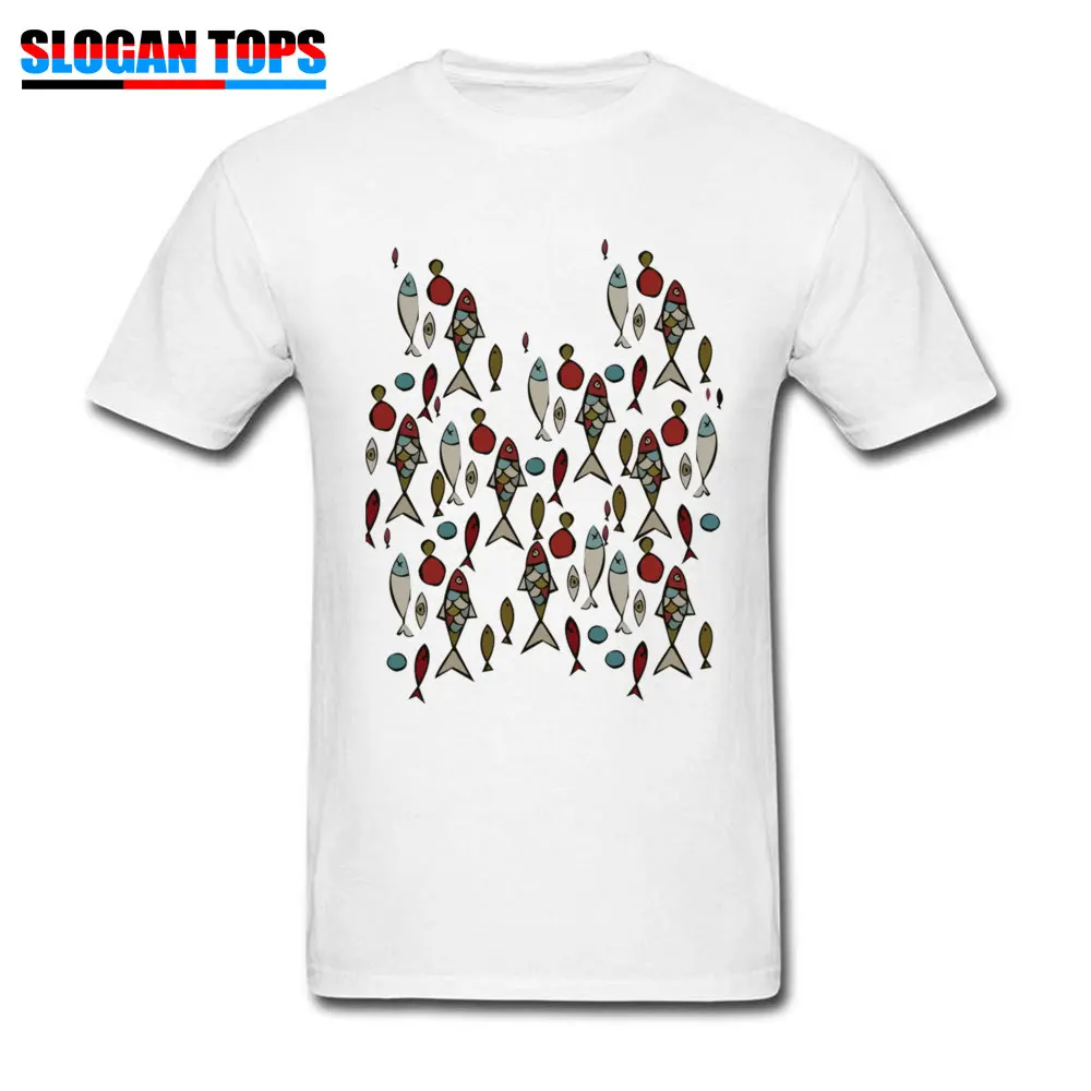 Fishy Customized Short Sleeve Tops Shirts Summer Fall O Neck Pure Cotton Mens T Shirts Customized Tee Shirt Funky Fishy white