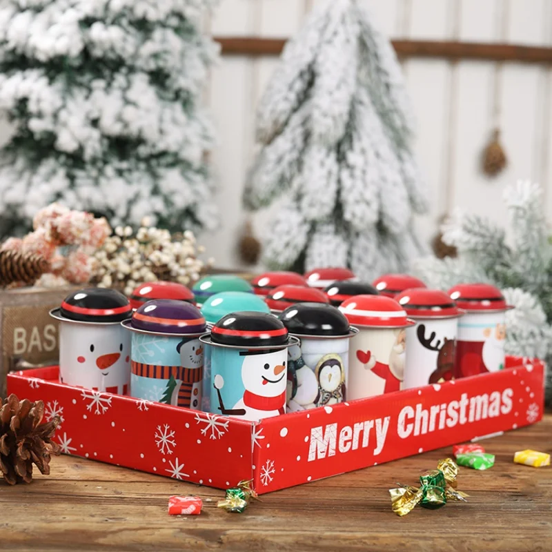 

Christmas Themed Tinplate Empty Tins Candy Cookie Gift Storage Container Home Decorative Box Random Pattern
