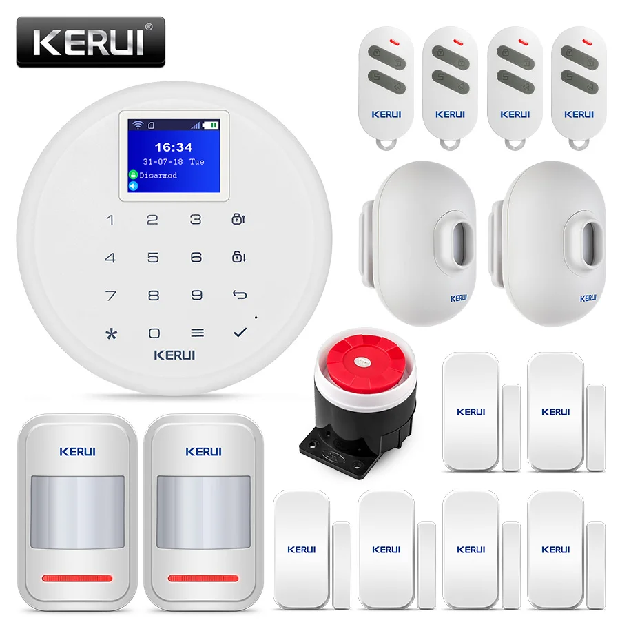 KERUI W17 беспроводная wifi GSM сигнализация система домашней безопасности приложение управление wifi умный Водонепроницаемый Открытый PIR Motion Dector комплект сигнализации