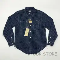 Bob Dong 1920s Vintage Wabash Indigo Work Shirt Fall Men's Star Pattern Long Sleeve Casual Pocket Workshirt
