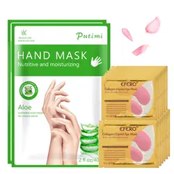 7 Pack/Set розовый увлажняющий с коллагеном маска для глаз и Лаванда увлажняющий отбеливающая маска для рук против старения патчи для глаз