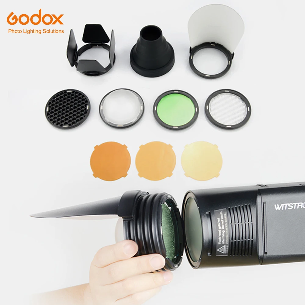 Godox H200R удлинительная головка для вспышки с AK R1 дверью сарая Snoot цветным фильтром