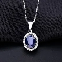 Gem's Ballet Natural Natural Blue Sapphire Real 585 14K 10K 18K Gold 925 Silver Pendant Necklace For Women Necklace Jewelry - Image 3