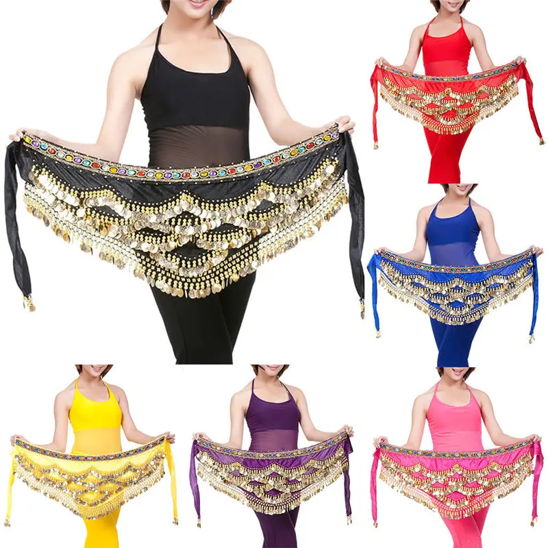Belly Dance Hip Scarf Gold Coins Belly Dance Costume Skirt Wrap Belt belt for women fashion accessories 40FE1217