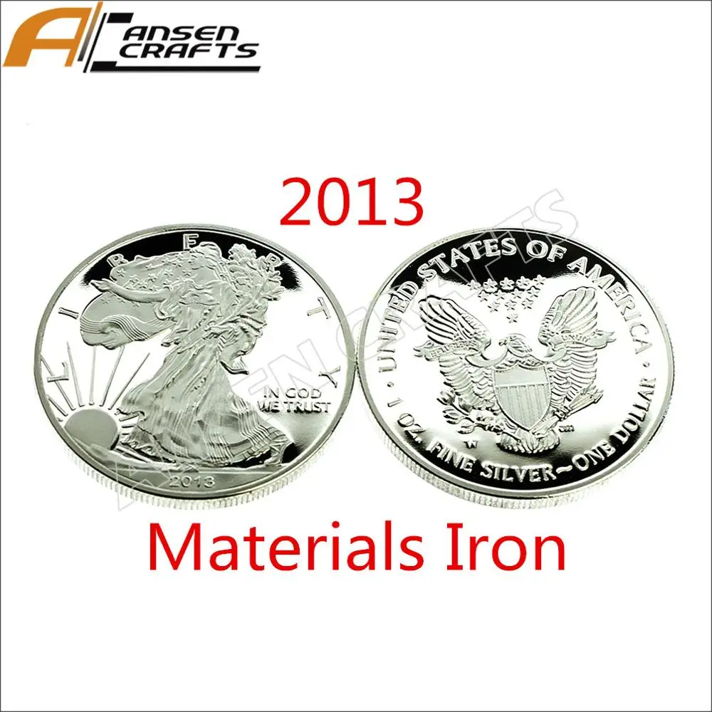 1 унция тонкого серебра 2000 2013 один доллар США Монета - Цвет: Material Iron 2013