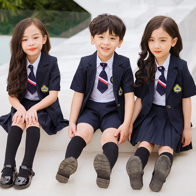 

Primary school class service British wind school uniform summer kindergarten clothing children's three-piece suit