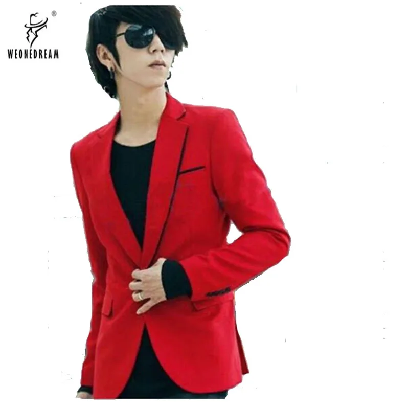 Hombre traje blazer rojo algodón casual Hombre ajustado
