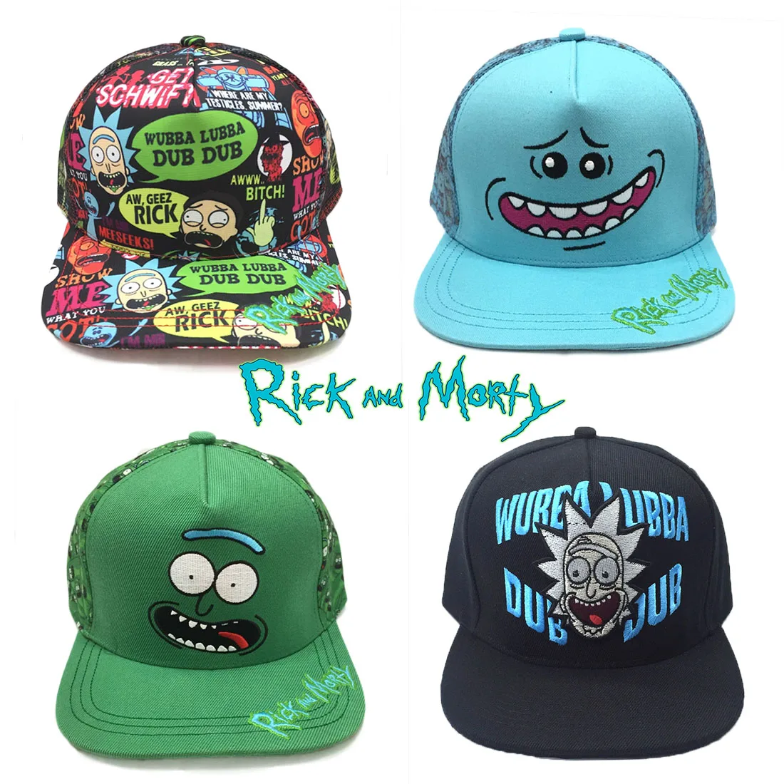 

Cute Summer Rick and Morty Hat Mr Meeseeks Pickle Baseball Snapback Caps Adjustable Hip Hop Hats For Adult Boys Girls Anime Gift