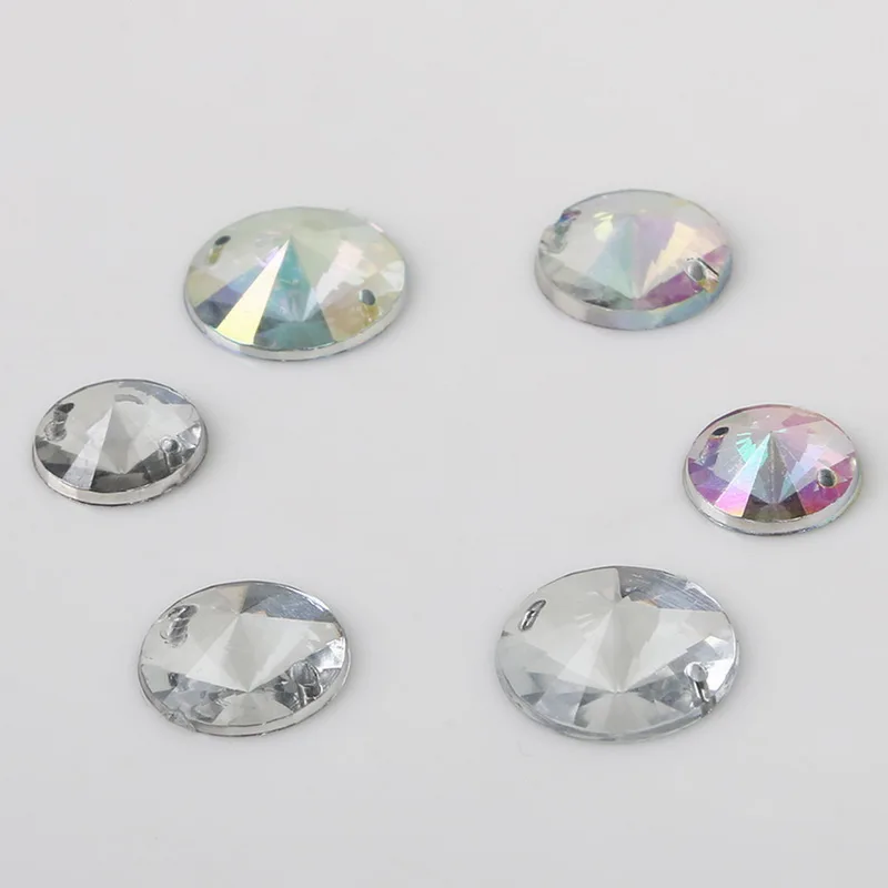 

12/14/16mm Clear AB Color Sew On Rhinestones Crystal Acrylic Sewing Rhinestones Flatback Round Loose Rhinestones For Garment