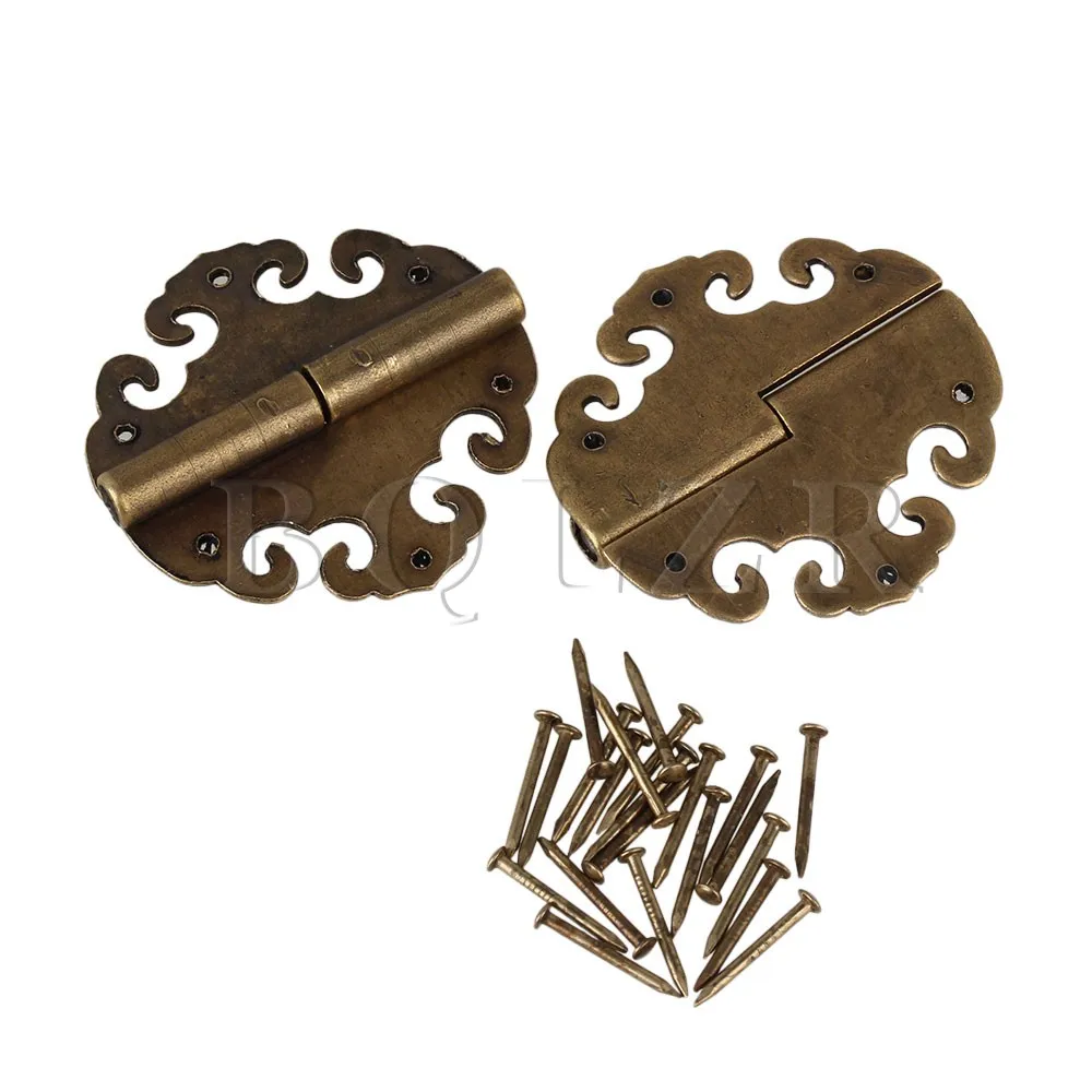 BQLZR 2pcs 40 x 40mm Antique Auspicious Clouds Decorative Bronze Surface Hinges