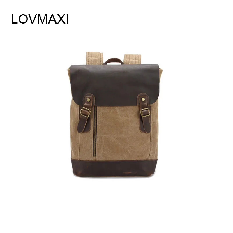 

LOVMAXI New Men's Canvas BACKPACKS leather causal Vintage large backpack travel bags daily backpacks