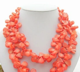 

Hot sell Noble- FREE SHIPPING>>@> A12 2Strds 19mm Orange Coral Necklace