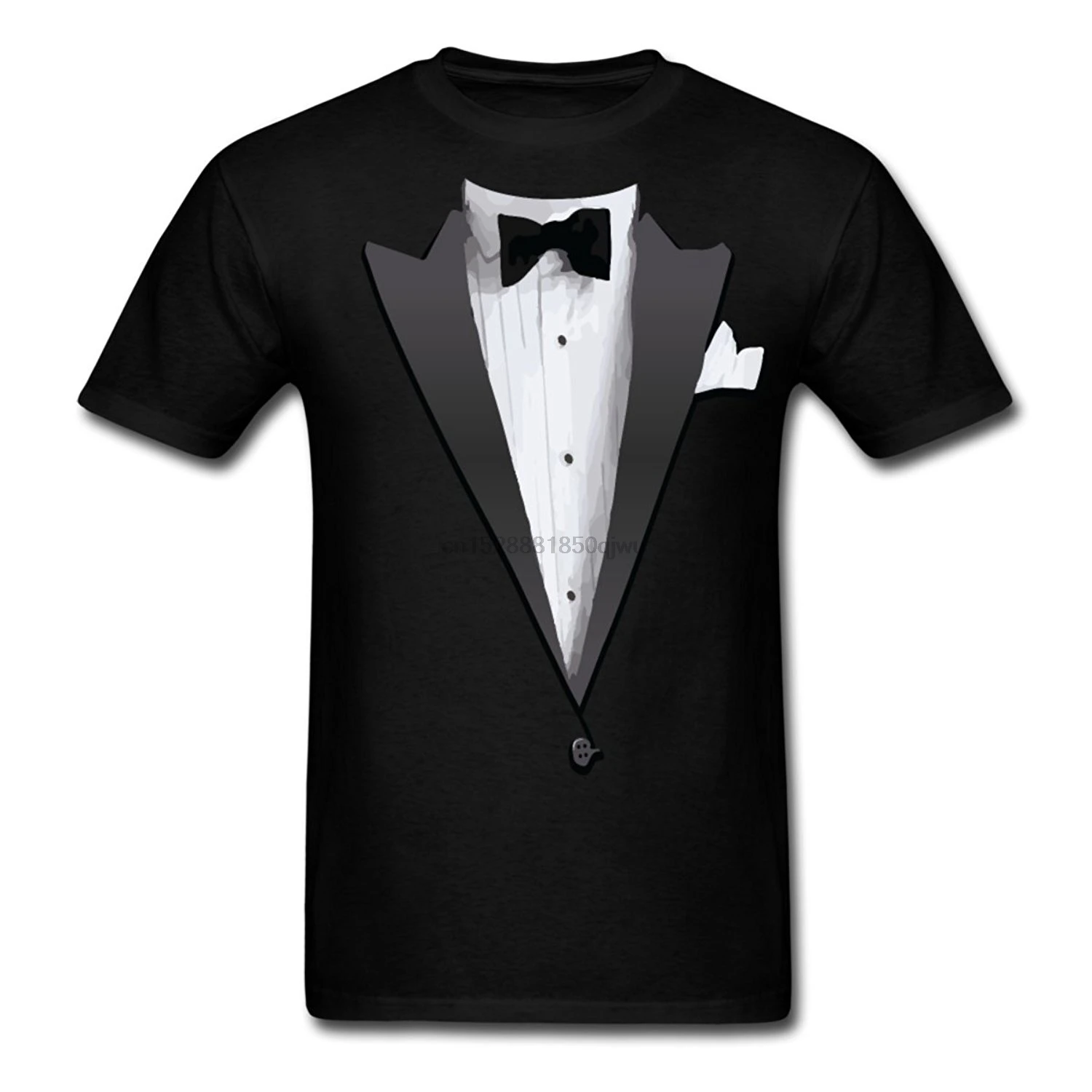 

Tuxedo Costume Bow Tie Mens T-Shirt Male Battery Funny Cotton Tops Summer Mens Print T Shirt New Fashion Cool Casual T Shirts