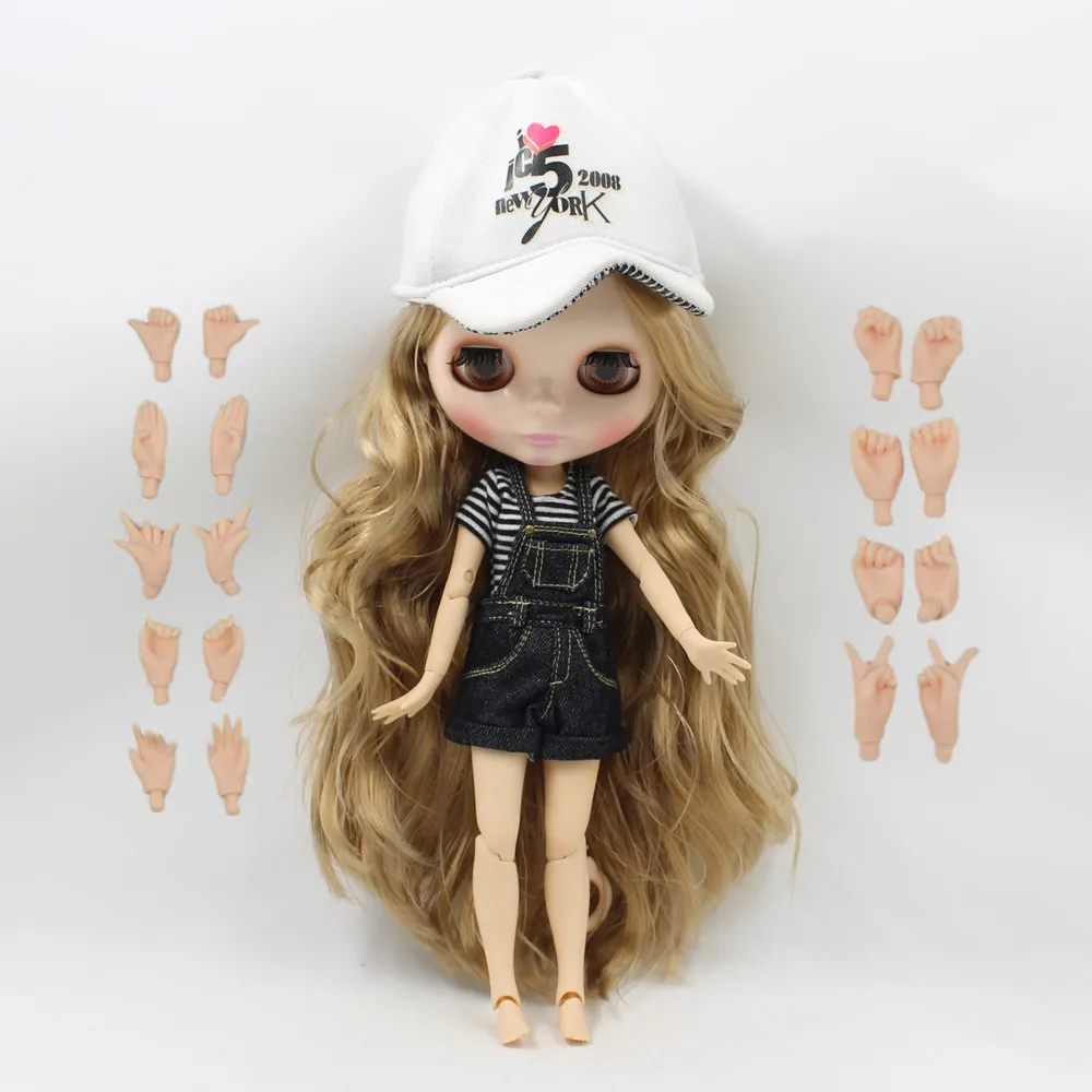 

Free shipping blyth doll icy licca body 280BL3504 brown golden curly long hair joint body 1/6 30cm gift toy