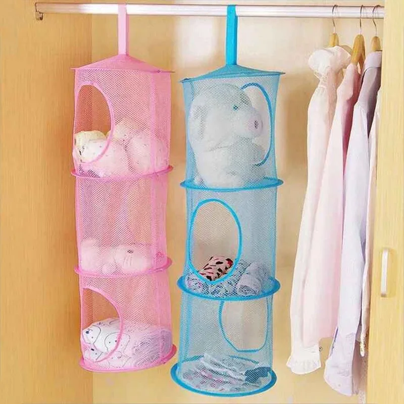 Buy Hanging Mesh Storage Bag 3 Compartments Space Saver Organizer Bags Toy