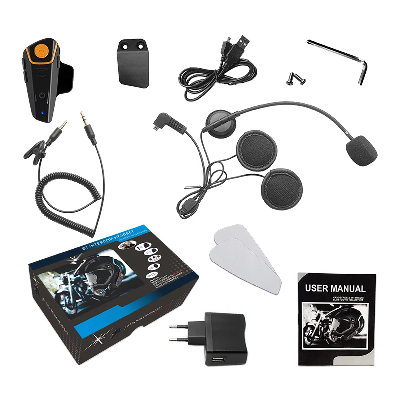BT-S2 Pro Handsfree Motorcycle Helmet Intercom Motorbike Wireless Bluetooth Headset Waterproof BT Interphone with FM Radio