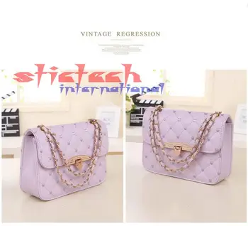

by dhl or ems 10pcs Lingge Chain Small Square Bag Fashion Ladies Handbag Small And Exquisite Shoulder Bag Pure Color Flap