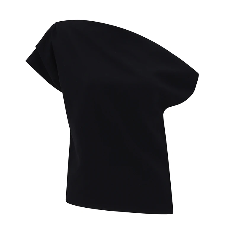 INDRESSME новые женские черные комплекты из двух предметов топ с рюшами на одно плечо и юбка с поясом стильные вечерние драпированные комплекты