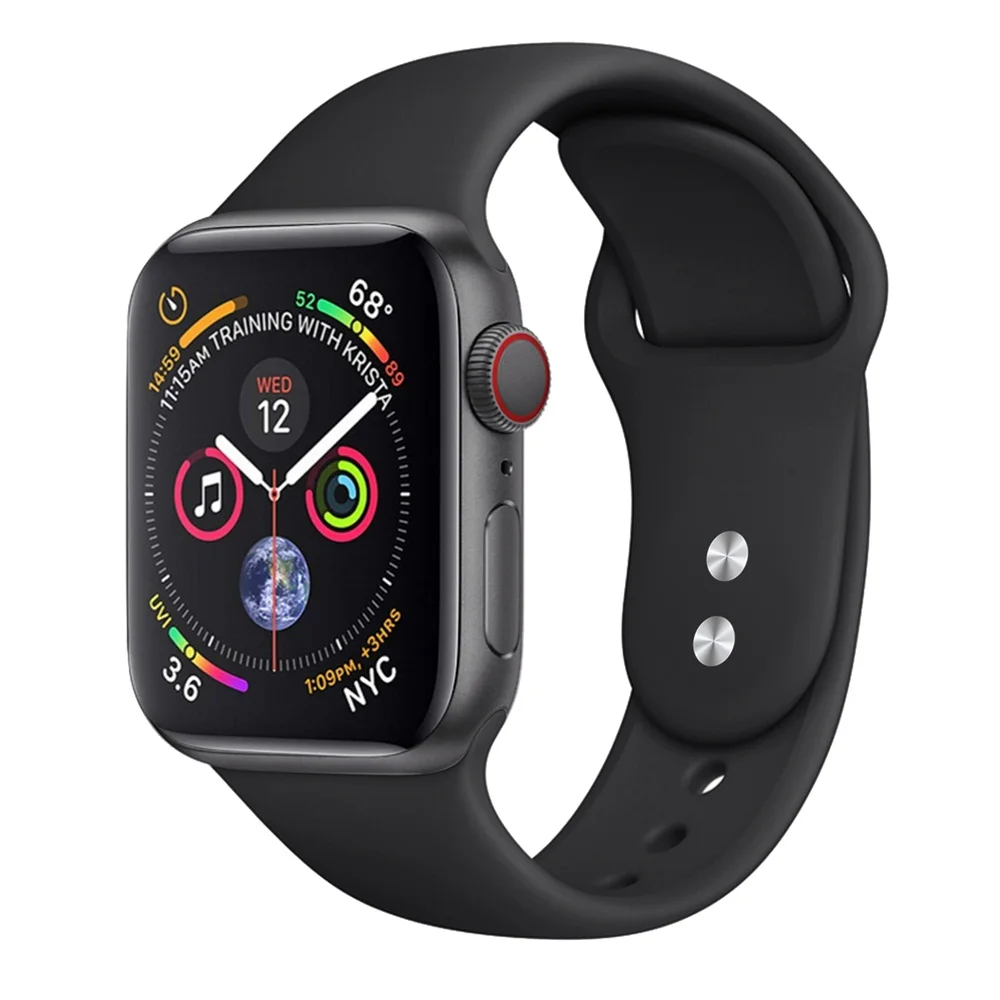 Спортивный силиконовый ремешок для часов Apple Watch Series 4 3 2 1 38 мм 40 мм 42 мм 44 мм мягкий ремешок браслет для i Watch