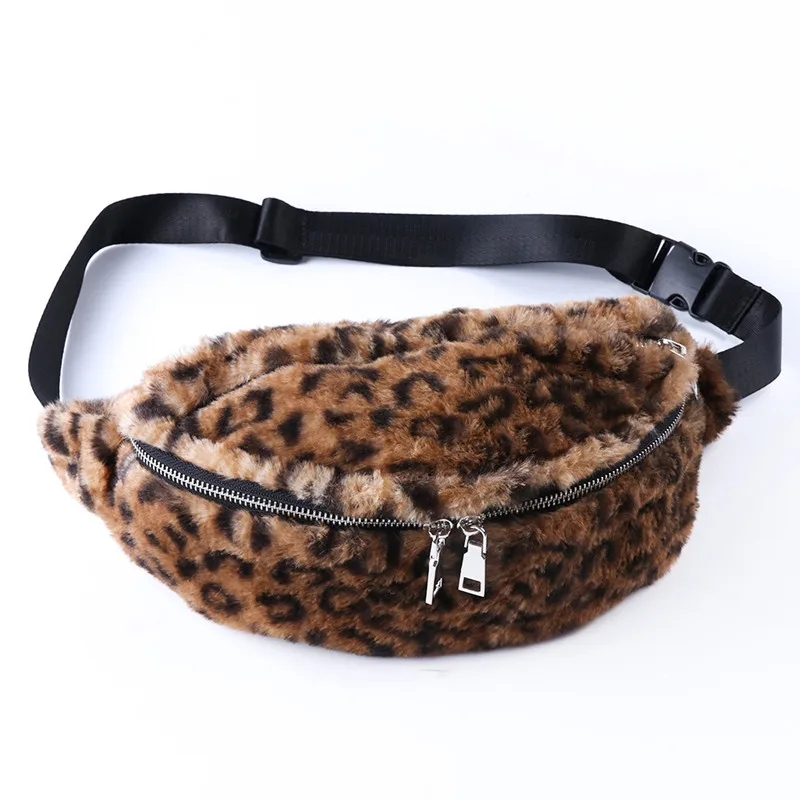 

Winter Style Waist Bag Leopard Imitation Water Mink Bananka Travel Leisure Fanny Pack Women Walking Shopping Belly Band Belt bag