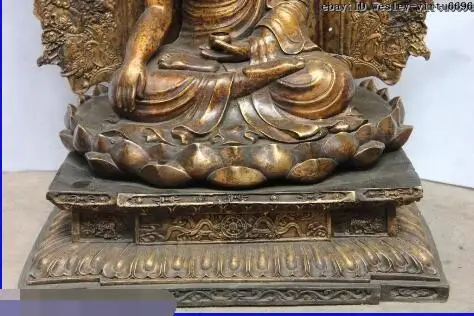 

S1796 27 Tibet Buddhism Temple Copper Bronze Shakyamuni Amitabha RuLai Buddha Statue