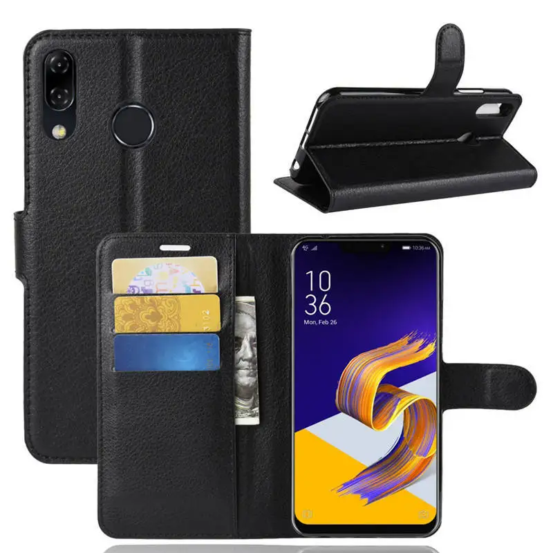 Чехол бумажник для Asus ZenFone 5Z ZS620KL задняя крышка из искусственной кожи чехол