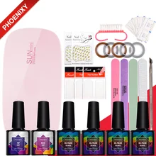 Набор гель-лака для ногтей с лампой для дизайна ногтей набор инструментов 6 Вт Светодиодный светильник 8 мл набор для гелевого маникюра Инструменты для маникюра Набор