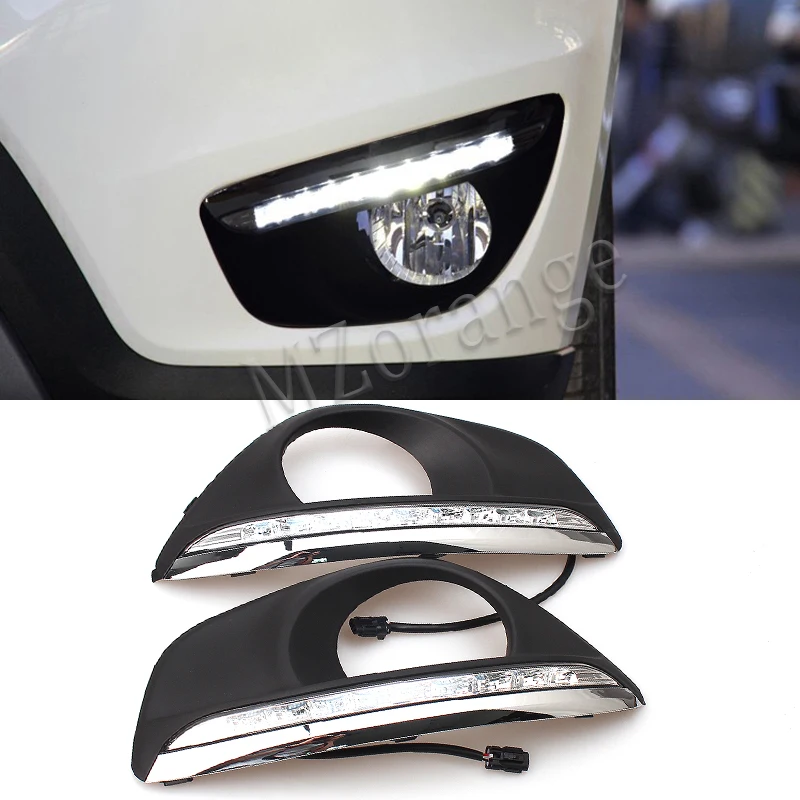 

MZORANGE Dimmming Style Relay LED CAR DRL Daytime Running Lights Accessories Fog Lamp Hole For Hyundai Santa Fe 2010 2011 2012