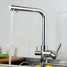 Современный Новый Полированный Хром Латунь Кухонный Кран Двойной Handels HJ-0184L Судно Смесителя Кран Чистой Воды
