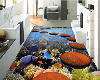 

beibehang papel de parede Ultra clear coral tropical fish stereo painting floor painting quality fashion wallpaper 3d flooring