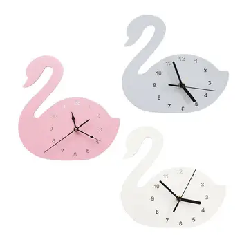 

Nordic Style Girls Room Children's Room Swan Mute Clock Wooden Wall Decoration Ornaments for Home