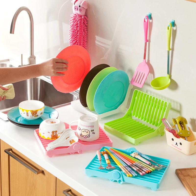 Посуда сушилка складной портативный практичная кухня посуда чашки полки для хранения сухие полки предметы домашнего обихода многоцветные