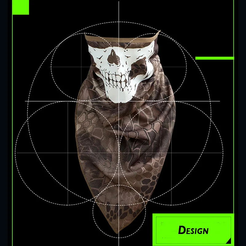 Тифон тактический шарф triangel дышащий Шарф со светящимися черепами Открытый дышащий треугольный шарф Highlander